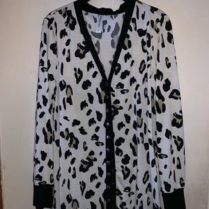 Cheetah print snap front cardigan